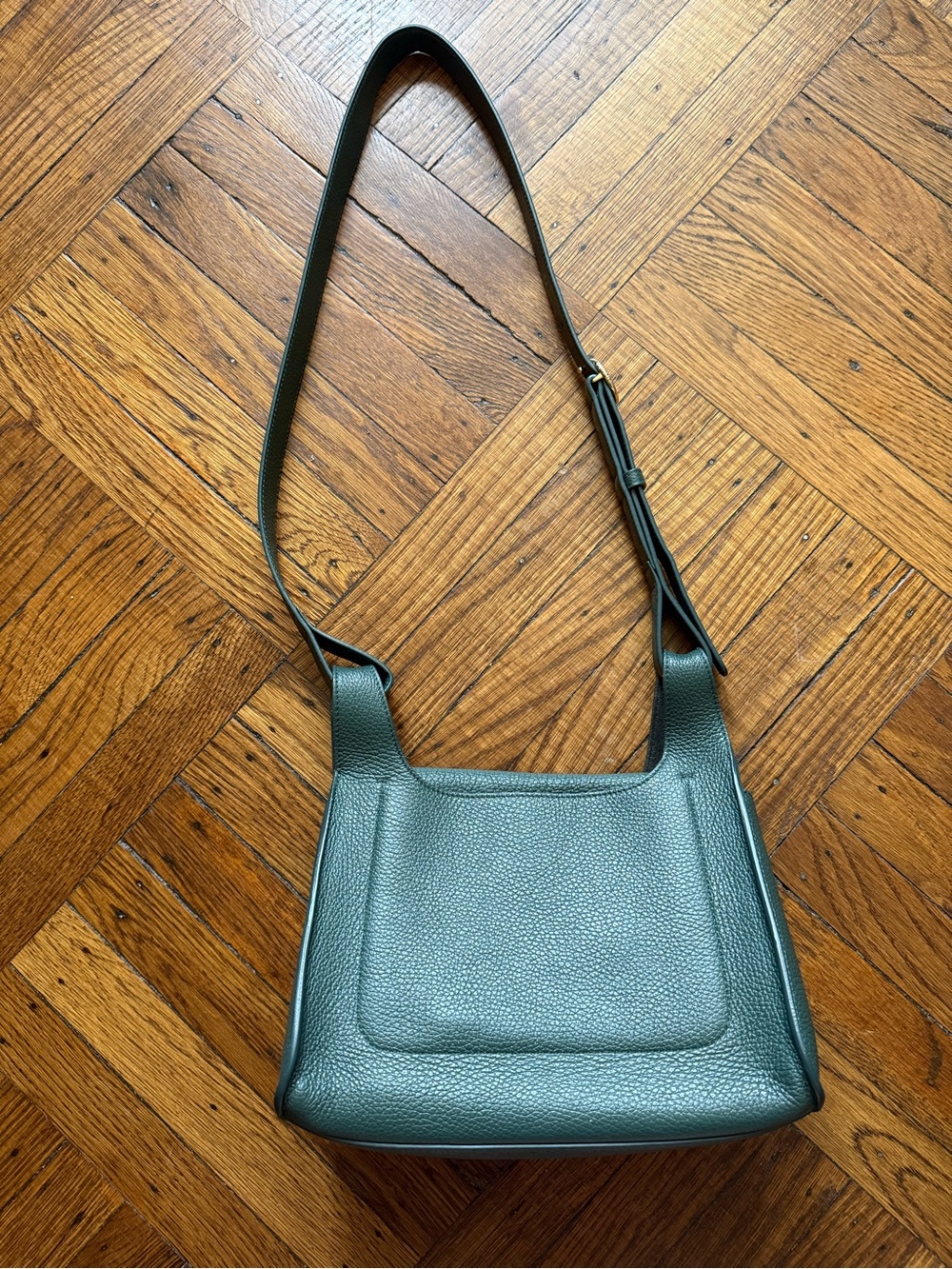 Cuyana RARE Bottle Green Double Loop Pebbled Leather Bag, Excellent Condition - Picture 13 of 16